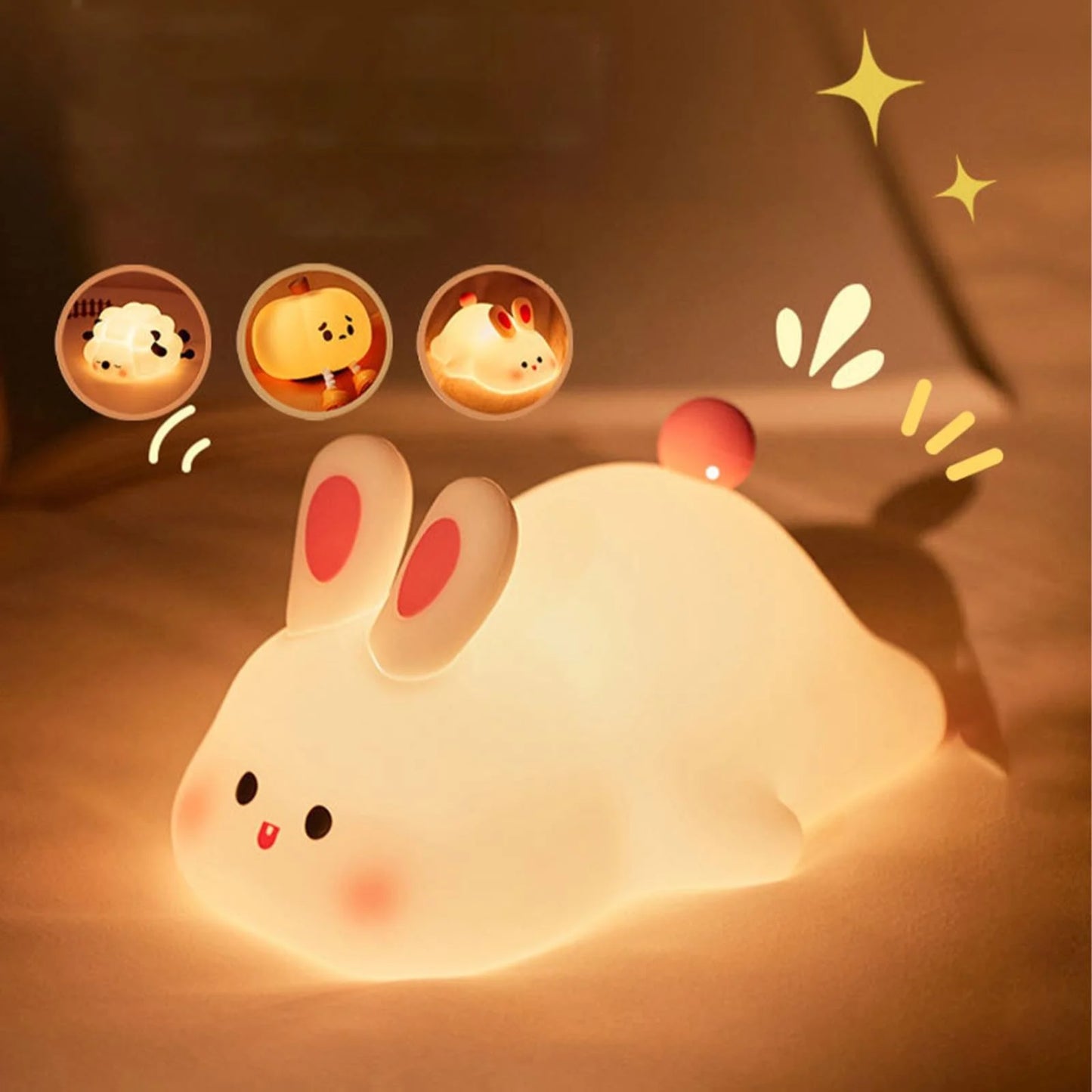 Table Lamp Reading Light Night Light for Kids Bunny Lamp Rechargeable Rabbit Lamp Kids Lights for Bedroom Led Portable Bunny Night Light for Girls Boys Nursery Children Room Decor Pink